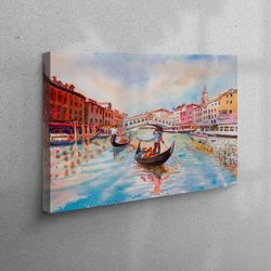 canvas home decor, canvas art, large wall art, venice canal painting, landscape canvas poster, italy landscape canvas po