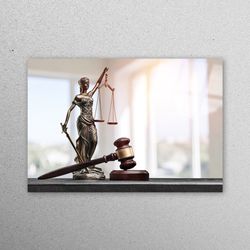 glass, wall decor, glass wall art, lady themis with scales, scales wall art, lawyer gift glass art, lady justice wall de