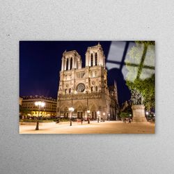 glass, wall decoration, tempered glass, france wall decor, city glass wall art, notre-dame cathedral glass wall art, nig