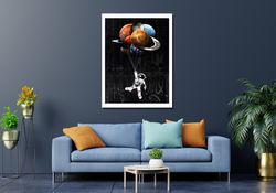 astronaut wall art canvas print, astronaut flying with planets canvas wall art, planets canvas print art,universe canvas