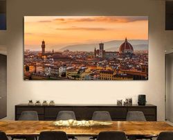 italy florence sunset poster print, florence sunset landscape print art canvas, florence sunset, landscape canvas wall a