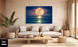 full moon over the sea canvas wall art, full moon wall decor, full moon canvas print, full moon print, full moon poster
