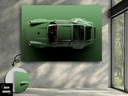 porsche 911 turbo car wall art, 911 canvas print, green porshe canvas print, car posters, porsche 911 canvas print