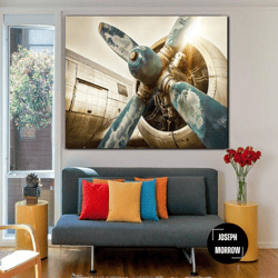 aircraft propeller canvas wall art aircraft photo print modern aviation multi panel print airplane adventure wall art av