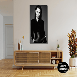 angelina jolie ready to hang canvas, angelina jolie print, black and white, wall art living room, decor art, famous woma