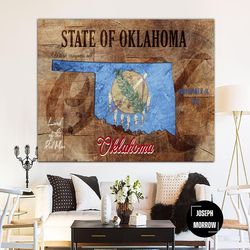 canvas oklahoma state map print oklahoma state flag print on canvas wooden background oklahoma state map art oklahoma fl