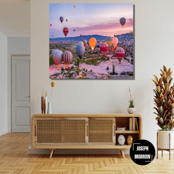 cappadocia view ready to hang canvas, cappadocia air balloon, turkey landscape,nature landscape,sunshine view,cappadocia