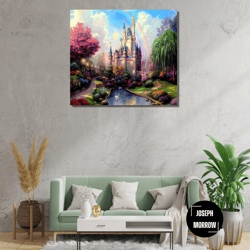 cinderella castle ready to hang canvas, disney poster, disney wall art, girls wall art, princess castle wall art, castle