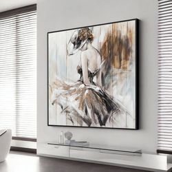 large ballerina painting ballet wall decor dancing painting, extra large wall art, wall art canvas design, framed canvas