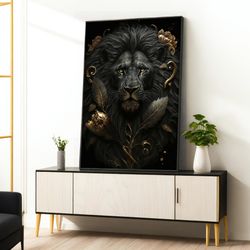 lion canvas print art,lion king canvas print art,lion sitting on throne canvas wall art canvas design, framed canvas rea