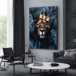 lion king canvas wall art design, lion canvas set, lion poster, animal wall art, animal poster, framed canvas ready to h