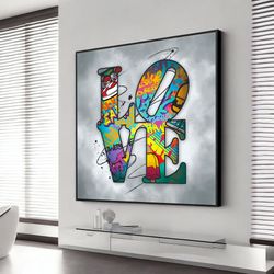 love graffiti canvas painting, love canvas print, graffiti canvas decor, love written canvas poster, love written, large