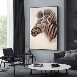 zebra canvas wall art, large framed zebra print home decor wall art, animal poster, wall art canvas design, framed canva