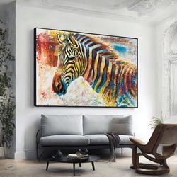 zebra canvas wall art, zebra print home decor wall art, extra large wall art, wall art canvas design, framed canvas read