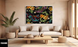 abstract canvas, abstract flower, abstract chinese dragon, dragon modern canvas, abstract flower, floral , dragon flower