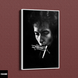 bob dylan's harmonica and cigarette photo print, bob dylan black and white canvas
