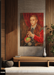 boy with apple art print - grand budapest hotel movie poster - vintage unique home decor gift - framed reproduction