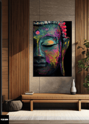 buddha zen colorful canvas, buddha, buddha picture, zen reached print, abstract buddha canvas