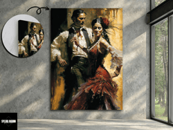 dance painting, tango print, dance art, tango couple dance canvas, tango , couple dance painting