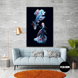 beta fish wall art, marine aquarium canvas art, fish wall decor, roll up canvas, stretched canvas art, framed wall art p