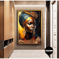 african local woman, african woman art, modern art, wall art canvas, ready to hang canvas painting, canvas gift, canvas