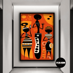 modern design african women, local african women design print canvas painting, abstract design wall decor, ready to hang