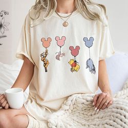 comfort colors winnie the pooh and friends shirt, winnie the pooh shirt, pooh balloons shirt, disney pooh t-shirt