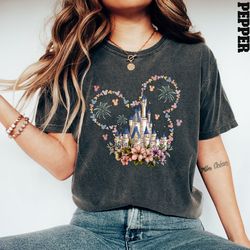 comfort colors floral mickey castle shirt, disney garden festival shirt, floral castle shirt, floral mickey shirt