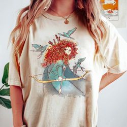 retro disney brave merida princess watercolor portrait shirt, the magic kingdom t-shirt, disney merida princess