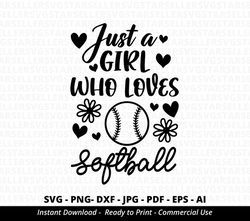 just a girl who loves softball,softball mama svg,fan shirt svg,softball fan svg, softball quotes svg,cricut svg,sports s