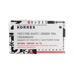 korres vetiver root, green tea and cedarwood soap 125g