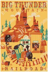 vintage disneyland big thunder mountain railroad attraction poster