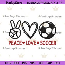 peace love soccer embroidery design digital download files