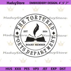 the tortured poets department embroidery instant download