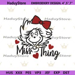 miss thing girl dr. seuss embroidery design instant