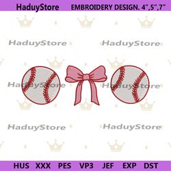 baseball bow embroidery instant files download embroidery