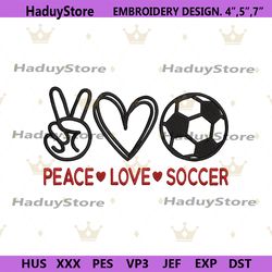 peace love soccer embroidery design file instant