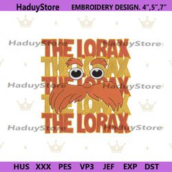 the lorax face embroidery instant design file, dr. seuss embroidery files, dr. seuss character machine embroidery digita