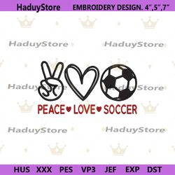 peace love soccer embroidery design file instant, soccer machine embroidery design download, sport lover embroidery desi