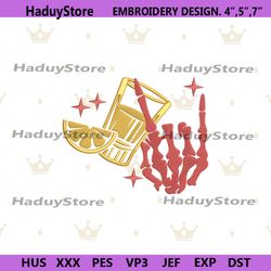 skeleton hand with lemom juice embroidery download, skeleton machine embroidery, lemon juice embroidery design