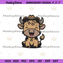baby cow machine embroidery download design files, cute baby cow embroidery instant design, highland cow embroidery desi