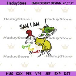 sam i am green eggs and ham embroidery download instant, green eggs and ham embroidery download, dr. seuss embroidery in