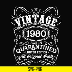 vintage 1980 age in quarantined limited edition svg, limited edition svg,1980 birthday svg, png, dxf, eps digital file n