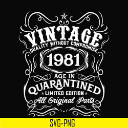 vintage 1981 age in quarantined limited edition svg, limited edition svg, 1981 birthday svg, png, dxf, eps digital file
