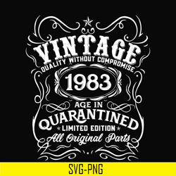 vintage 1983 age in quarantined limited edition svg, limited edition svg, 1983 birthday svg, png, dxf, eps digital file