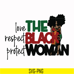 the black woman love respect protect svg, png, dxf, eps digital file oth0006