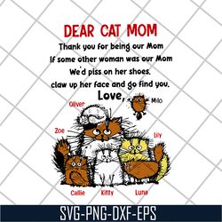 dear cat mom svg, mother's day svg, eps, png, dxf digital file mtd08042114