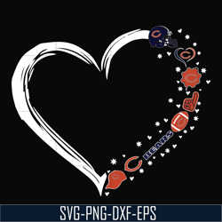 chicago bears heart svg, bears svg, png, dxf, eps digital file nnfl0101