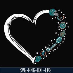 miami dolphins heart svg, miami dolphins svg, png, dxf, eps digital file nnfl0106