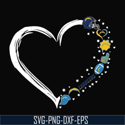 los angeles chargers heart svg, chargers svg, png, dxf, eps digital file nnfl0109